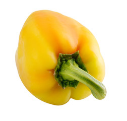 Fresh raw yellow peppers on  white background