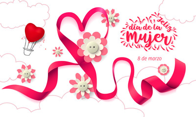 Spanish International Women's Day Vector - Happy Women's Day. 8 march international women's day greeting card.