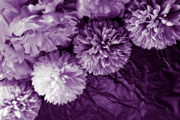 Beautiful abstract color blue and purple flowers on black background and blue graphic flower frame and pink leaves texture, purple background, colorful graphics banner happy valentine day