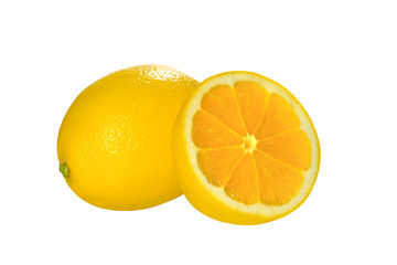 Two lemons isolated on white. Fresh fruits.