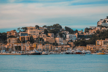 Fototapeta na wymiar View of scenic Port De Soller in Mallorca, Spain