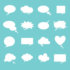 Set speech bubbles on blue background