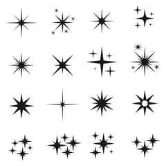 Vector set of different star sparkles icons. Collection of star sparkles symbol, decoration twinkle,  Vector Illustration