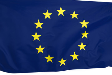 Europe union flag of silk with copyspace for your text or images.