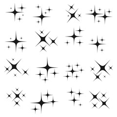 Vector set of different star sparkle icon. Collection of star sparkles symbol, decoration twinkle,  Vector Illustration