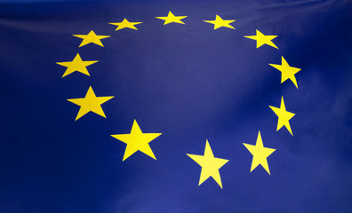 Europe union flag of silk with copyspace for your text or images.
