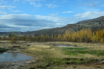 Iceland-view of nature near the Strokkur Geyser