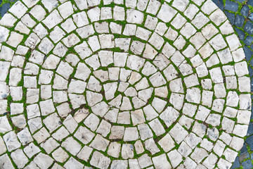 Road stone background texture, street tile texture top view