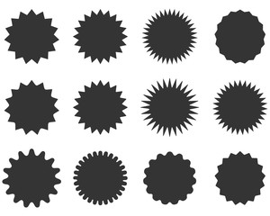 Set of starburst badges icon. Sunburst stickers for price, promo, quality  mark, sale tags. price tag, on white background, vector Illustration