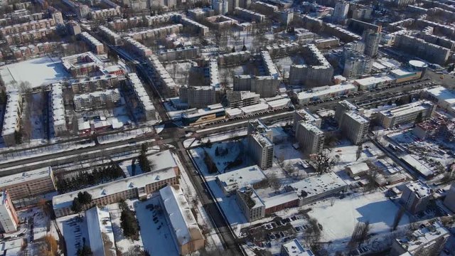 Aerial Urban Area City Winter Infrastructure Population