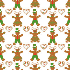 Fototapeta premium Christmas, New Year 2020 pattern Gingerbread man