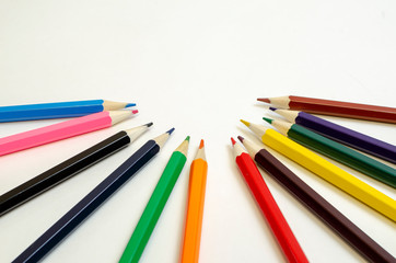 Fototapeta premium set of colored pencils on a white background