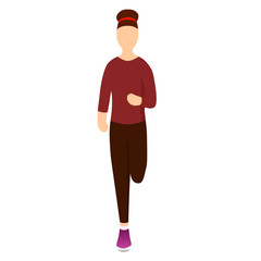 Young girl runs. Vector illustration. Girl in a sports uniform is running. Sports, healthy lifestyle. Flat cartoon character isolated on a white background.