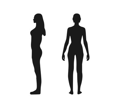 Woman silhouette, back side view Vector illustration. Flat.