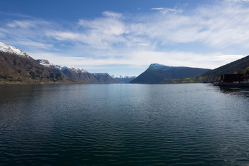Obraz premium Lustrafjord with a view on mount molden.
