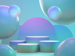 3d render Colorful gradient podium 3d background for Product display.