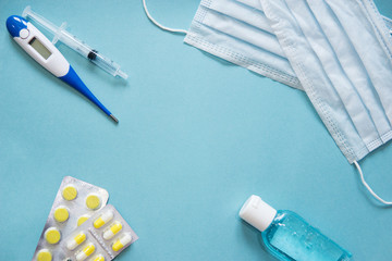 Virus prevention and treatment: wearing masks, hand disinfection, taking antiviral drugs and...