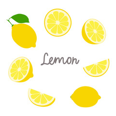 Lemon hand drawn icon set isolated on white background