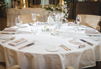 Table set on a fine restaurant