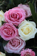 Pink,purple and white wedding roses