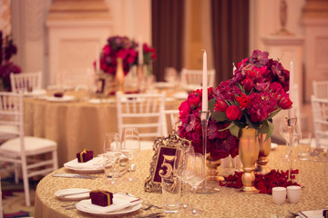 Table set for an event party or wedding reception