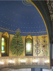 Interior Of The Moscow Choral Synagogue. The dome of the temple.
