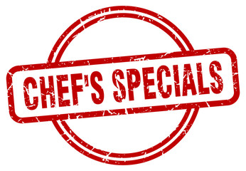 chef's specials stamp. chef's specials round vintage grunge sign. chef's specials