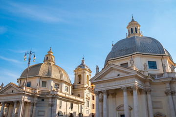 Fototapeta na wymiar Churches of Santa Maria in Montesanto and Santa Maria dei Miracoli