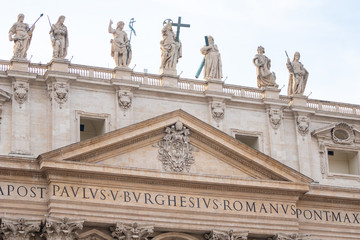 Detail from buildings in Piazza San Pietro, St Peter's Square in Vatican