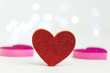 close up view of Glitter Red Heart - Love hearts - Love Concept - valentine's heart