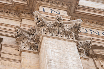 Detail from buildings in Piazza San Pietro, St Peter's Square in Vatican