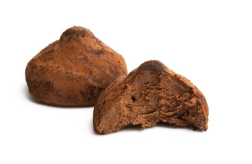 chocolate truffles isolated