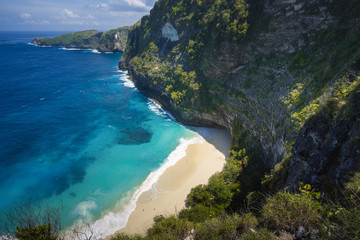 Fototapeta na wymiar Majestic Cliff and Beach at Nusa Penida Island, Bali, Indonesia