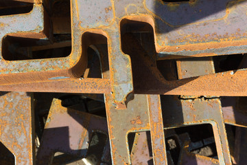 Textures of discarded metal in the waste material storage.