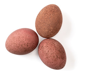 Brown eggs on white background