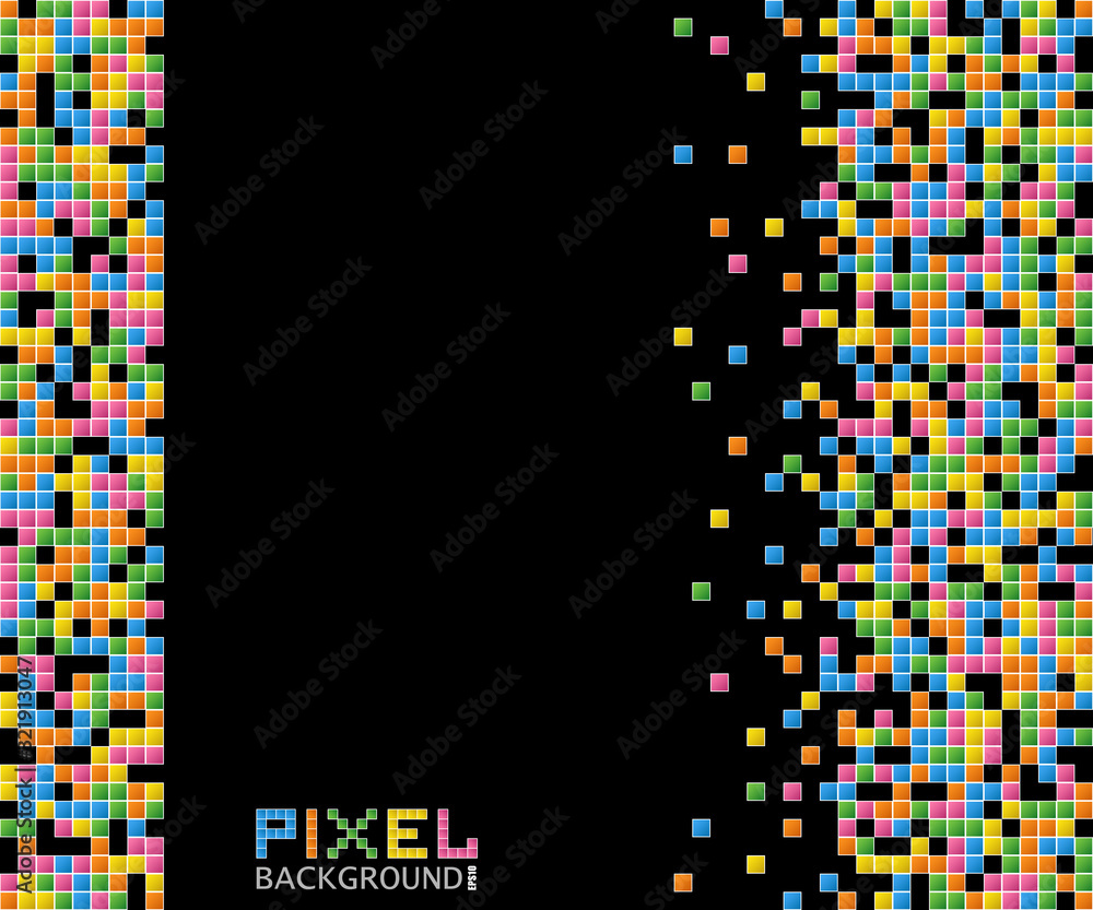 Fototapete Bright digital background with colorful pixels equalizer. Modern geometric style. Texture and elements for design. Volumetric mosaic grid. EPS 10
