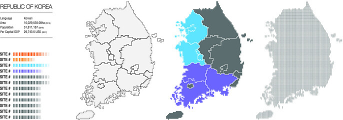 korea map. map of the division of Korea. seoul map.