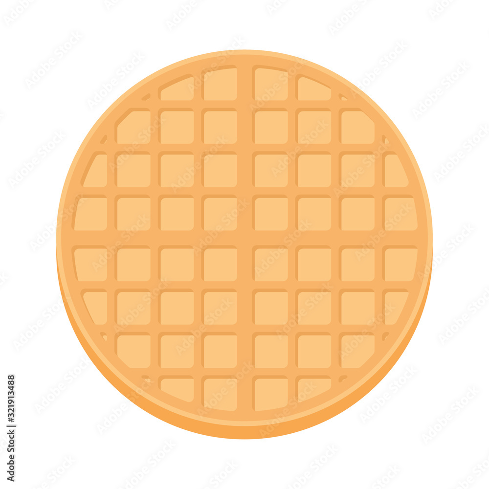 Wall mural belgium round waffle in flat style.