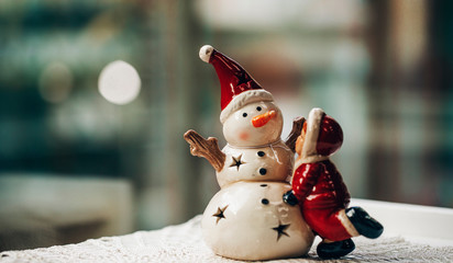 snowman on snow background