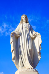 Virgin Mary sculpture outside the Catholic Church