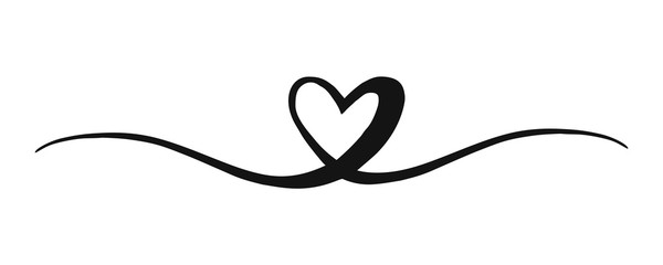 Heart Valentine's Day swash hand painted with brush and ink