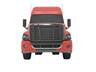 3d rendering of red freight carrier on white background no shadow