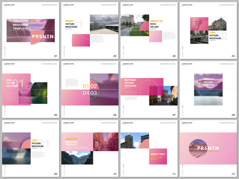 Minimal brochure template with trendy fresh colorful geometric design. Covers design templates for square flyer, leaflet, brochure, presentation, magazine, blog, social media advertising, online promo