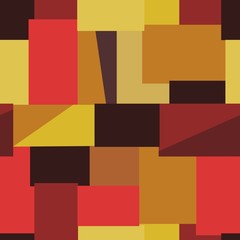 Simple abstract geometry square shapes repeat vector pattern, trendy universal ornament for textile, gift paper, graphic elements composition in warm colors