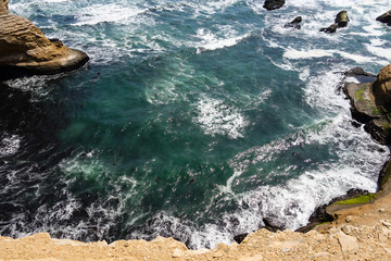 upview from the lookout 'The Cathedral', at Paracas National Reserve. Arid touristic zone in the coast of Ica/Peru.