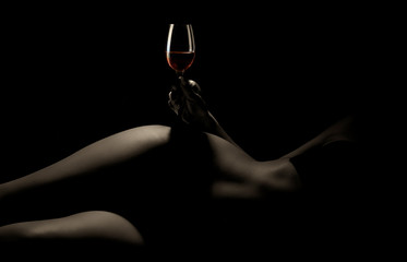 Naklejka na ściany i meble woman with glass of wine