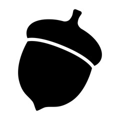 Acorn or oaknut seed flat vector icon for nature apps and websites - obrazy, fototapety, plakaty