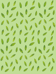 watercolor pattern with green leaves