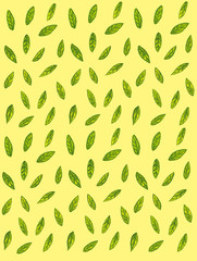 watercolor pattern with green leaves