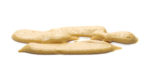 Yellow mustard sauce, spread isolated on white background